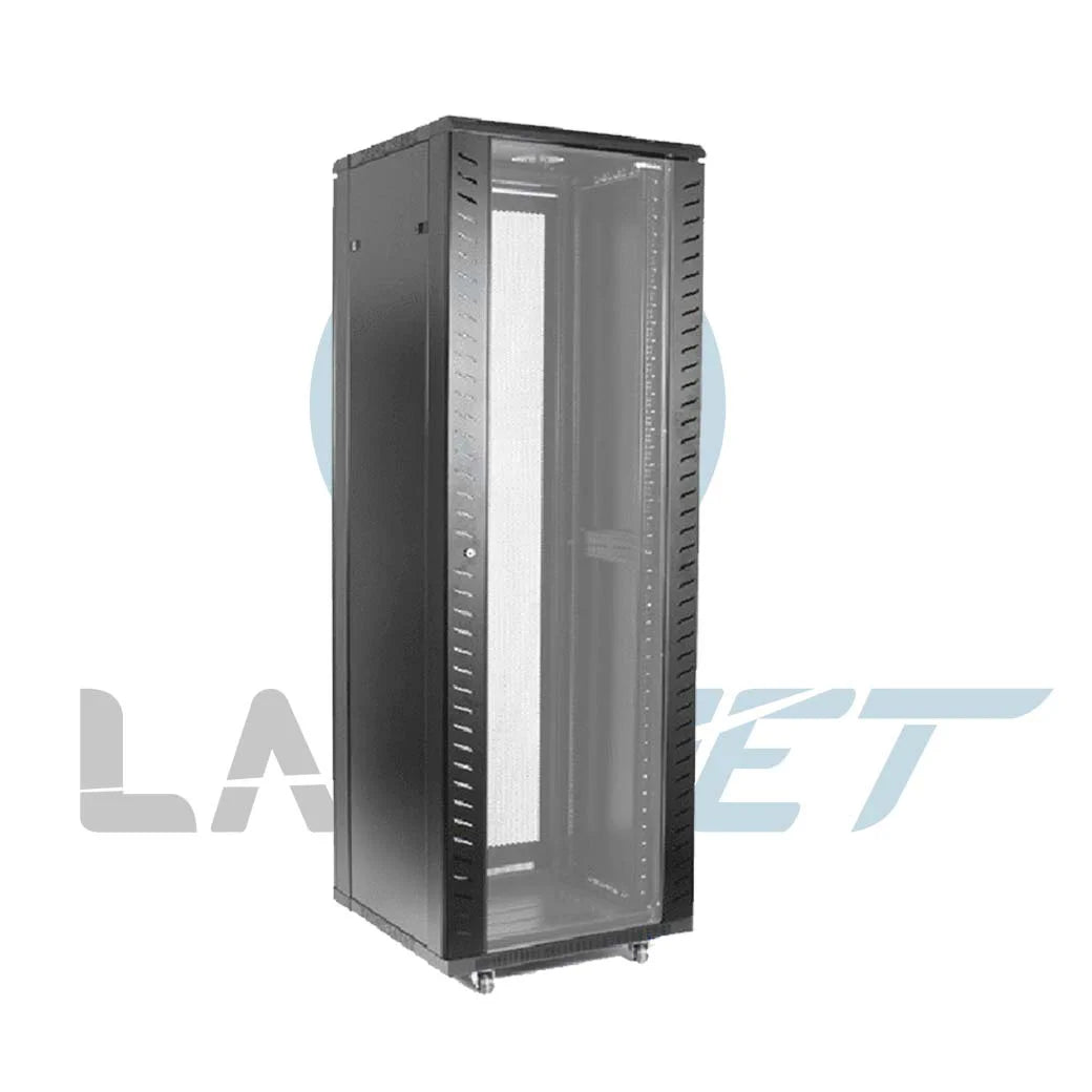 GABINETE DE PISO DE 600 MM DE ANCHO X 1000 MM DE FONDO X 42 UR DE ALTURA ( 7FT )CON PUERTA FRONTAL DE CRISTAL TEMPLADO