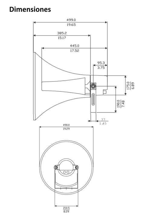 BOSCH M_LBC348200 - Altavoz de 25W / Tension de entrada nominal 100W / I MPEDA NCIA Nominal 400 OHMS / Peso 3.6 Kg