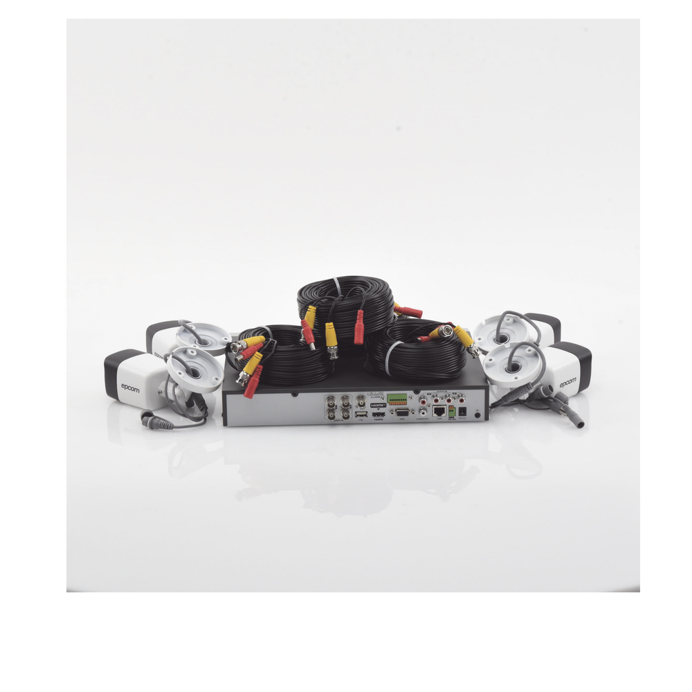 Kit TURBOHD 5 Megapixel / DVR 4 Canales / 4 Cámaras de 5 Megapixel con Micrófono Integrado / 4 Cables 18 Metros / Fuente de Poder Profesional