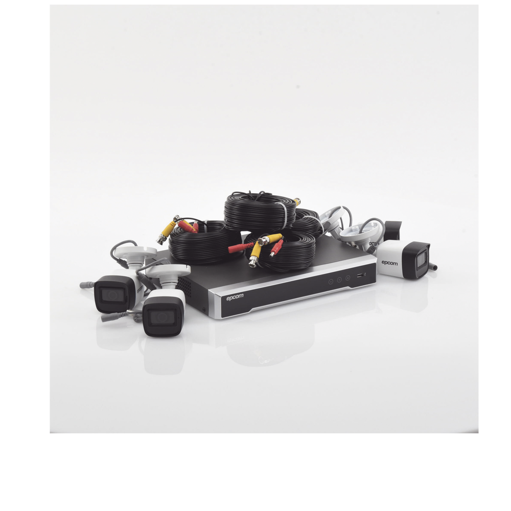 Kit TURBOHD 5 Megapixel / DVR 4 Canales / 4 Cámaras de 5 Megapixel con Micrófono Integrado / 4 Cables 18 Metros / Fuente de Poder Profesional