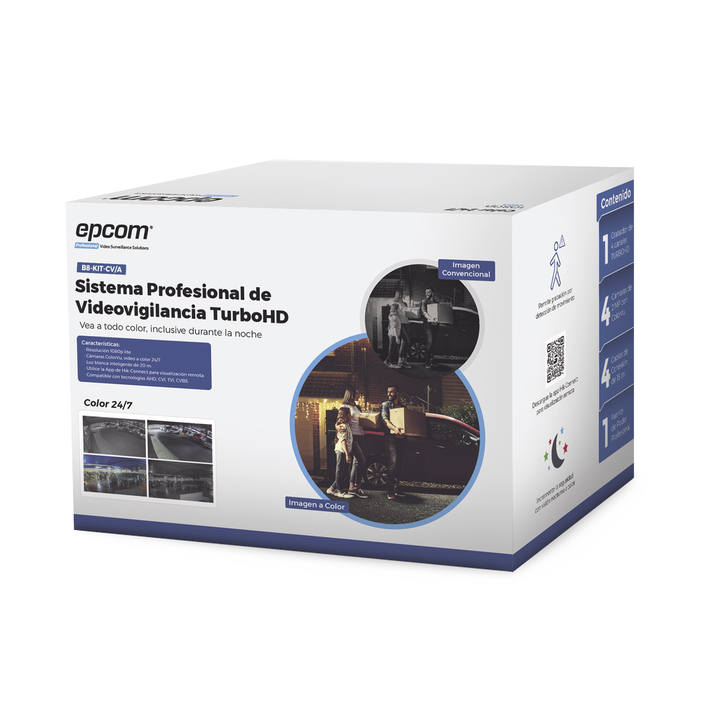 Kit TurboHD 1080p / DVR 8 Canales / 8 Cámaras Bala ColorVu con Microfono Integrado / Fuente de Poder / Accesorios de Instalación