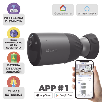 Cámara IP Inalámbrica Con Batería Recargable (Cero Cables) / Colores en Oscuridad / 2 Megapíxel / Sirena y Estrobo / Alertas de Audio Personalizable / Uso en Exterior / Grabación en la Nube / Almacenamiento Interno