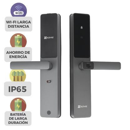 Cerradura Inteligente / Wi-Fi / Bluetooth / Códigos Temporales Para Visitantes / Lectura de Huella / Lectura de Tag / Contraseña / Botón para Timbrar / Apertura Remota / Alarma Anti-intrusión / No Requiere HUB