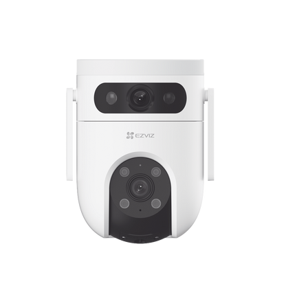 Cámara PT Doble Lente / 10 Megapixel (5MP+5MP) / IA Detección Humana y Vehiculo / Vision Nocturna a Color / Sirena y Luz Estroboscópica / Vista Simultánea de Cámara PT y Cámara Fija / Protección IP65 / Audi