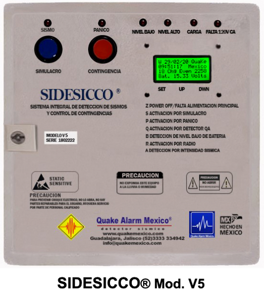 Detector de sismos SIDESICCO MODELO V5