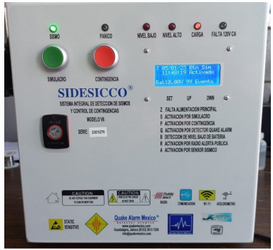 Detector de sismos SIDESICCO MODELO V6