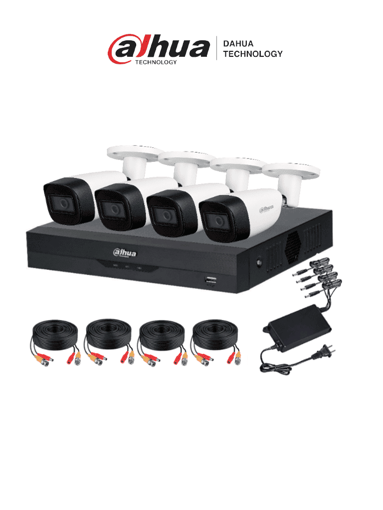 Kit de vigilancia de 4 canales 5 MP con audio y DVR WizSense con reconocimiento facial y H.265+. Soporta 4 canales + 4 IP o hasta 8 IP. Incluye 4 canales SMD Plus para búsqueda de humanos y vehículos