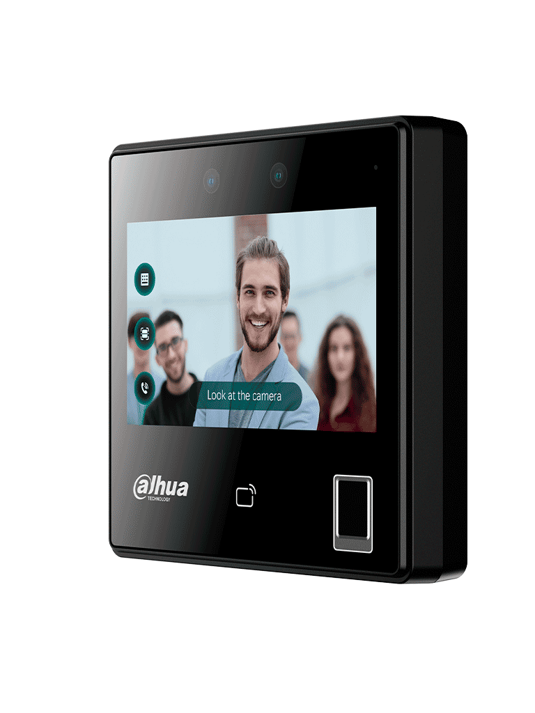 DAHUA ASI3214A-W - Control de acceso con reconocimiento facial y pantalla táctil de 4.3"/ 3,000 rostros/ 5,000 huellas y 3,000 tarjetas MIFARE. Rango de reconocimiento de 0.3 a 1.5 m/ WiFi/ TCP/IP/ Wiegand/ RS485/ P2P. FACT/