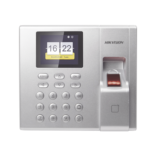 Terminal de Control de Acceso y Asistencia compatible con APP Hik-Connect (P2P) / Lectura de Huella y de Tarjetas EM / Soporta hasta 1000 Huellas / Relevador para Chapa