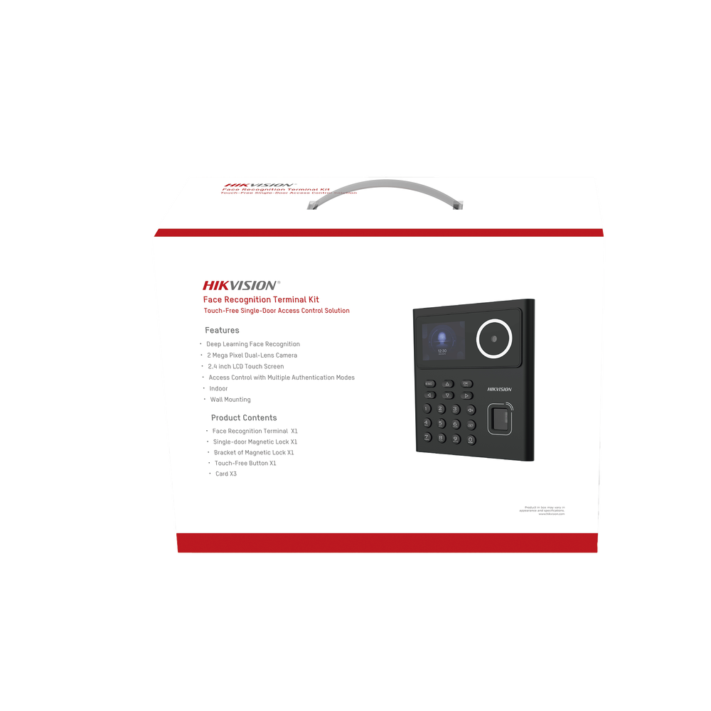 Kit WiFi de Control de Acceso Lite TODO INCLUIDO con Lector de Rostros, Tarjetas y Huellas / 500 Rostros / Compatible con App HIKConnect / Incluye Electroimán Botón de Salida y Montajes Z y L para imán / HIK-IA