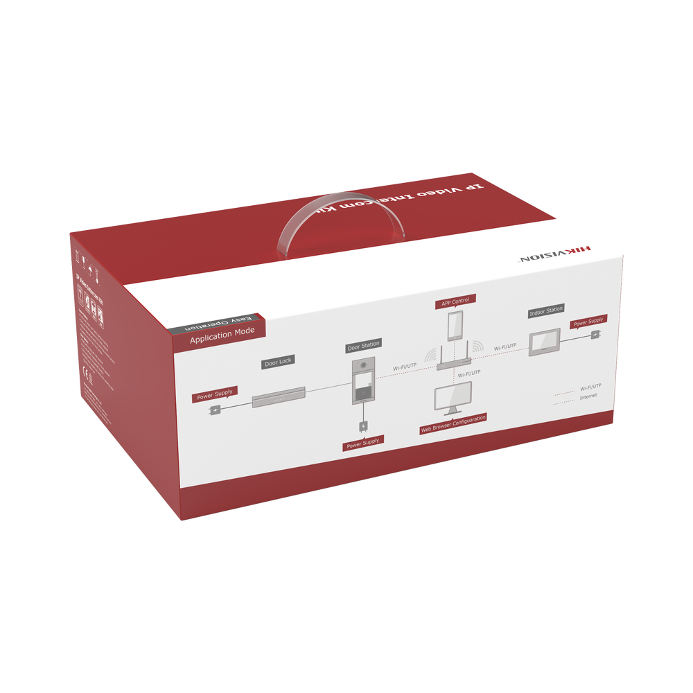 Kit de Videoportero IP PoE Estandar con llamada a App de Smartphone (Hik-Connect) / Apertura con Tarjeta MIFARE / Frente de calle IK08 & IP65 / Soporta 2 puertas