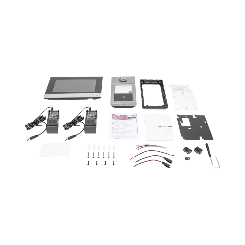 Kit de Videoportero IP PoE Estandar con llamada a App de Smartphone (Hik-Connect) / Apertura con Tarjeta MIFARE / Frente de calle IK08 & IP65 / Soporta 2 puertas