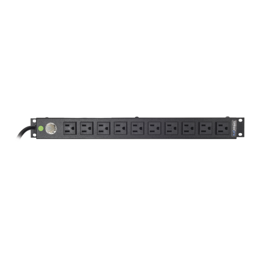 Multicontacto Horizontal (PDU) de 10 Contactos (NEMA 5-15R) Rack 19" 1UR. Voltaje Entrada/Salida: 120Vca/15A