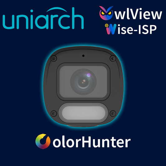 CAMARA IP BULLET OWLVIEW UNIARCH IPC-B242-ADF28K-WP / 2MP / LENTE 2.8MM / TRUE-WDR120DB / LUZ-CALIDA30M-LUZ-BLANCA30M /