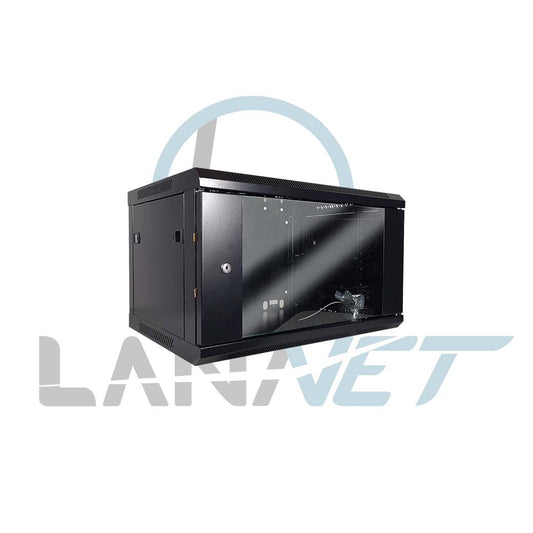 GABINETE DE COMUNICACIONES FABRICADO BAJO NORMAS ANS / TIA RS310 PARA MONTAJE EN PARED DE 6 UR (370MM) DE ALTURA X 19" (600MM DE ANCHO  X (600MM DE FONDO CON PUERTA DESMONTABLE Y OPCION A CAMBIO  DE APERTURA CON CRISTAL TEMPLADO Y CHAPA DE SEGURIDAD