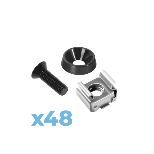 Juego de 48 Tornillos con 48 Arandelas y 48 Tuercas Enjauladas para Rack LINKED PRO