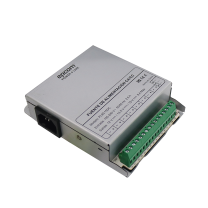 Fuente de Poder Metálica / Para 8 Cámaras / Ajustables a 12 o 13.5 o 15 Vcc / 8 Amperes / Instalación en Pared.