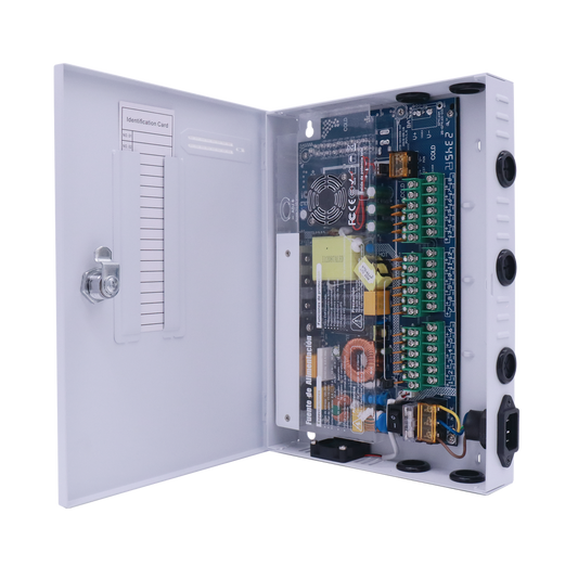 Fuente PREMIUM / 11-15 V / 18 canales / 20 A / Alta tecnología en seguridad / Doble ventilador / Hasta 1.8 Amperes por Salida / Filtro de ruido por canal / Diseño de alta gama.